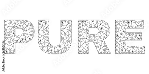 Mesh vector PURE text. Abstract lines and dots form PURE black carcass symbols. Linear carcass 2D triangular mesh in vector EPS format.