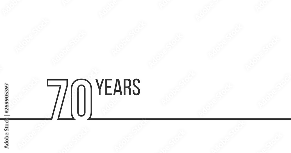 70 years anniversary or birthday. Linear outline graphics. Can be used ...