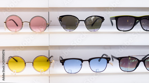 Sunglasses on display for beauty and apparel. © Travis