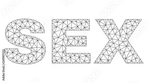 Mesh vector SEX text. Abstract lines and points form SEX black carcass symbols. Wire carcass 2D polygonal mesh in vector EPS format.