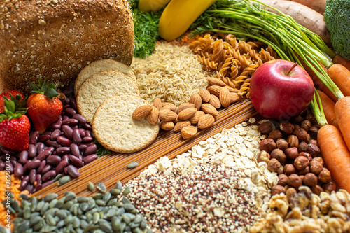Overhead Shot Of Foods Containing Healthy Or Good Carbohydrates photo