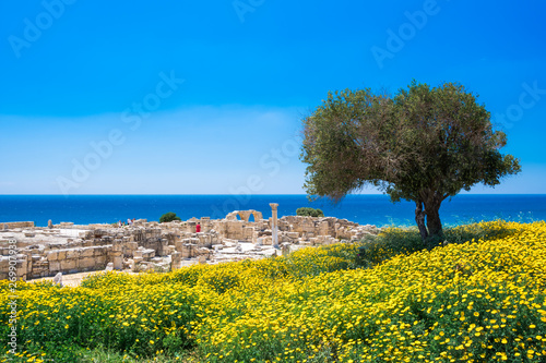 Achilles' House Kourio Basilica at The Sanctuary of Apollo at the Kourion World Heritage Archaeological site near Limassol (Lemesos), Cyprus photo