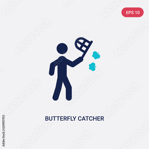 two color butterfly catcher vector icon from activity and hobbies concept. isolated blue butterfly catcher vector sign symbol can be use for web, mobile and logo. eps 10
