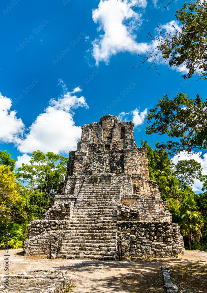 Ancient Mayan Pyramid at Muyil in Quintana Roo, Mexico