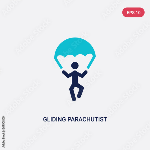 two color gliding parachutist vector icon from activity and hobbies concept. isolated blue gliding parachutist vector sign symbol can be use for web, mobile and logo. eps 10