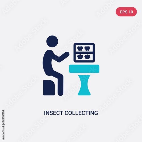 two color insect collecting vector icon from activity and hobbies concept. isolated blue insect collecting vector sign symbol can be use for web, mobile and logo. eps 10
