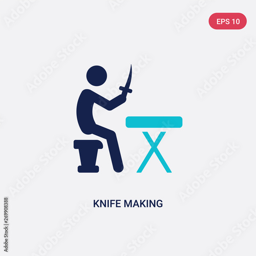 two color knife making vector icon from activity and hobbies concept. isolated blue knife making vector sign symbol can be use for web, mobile and logo. eps 10