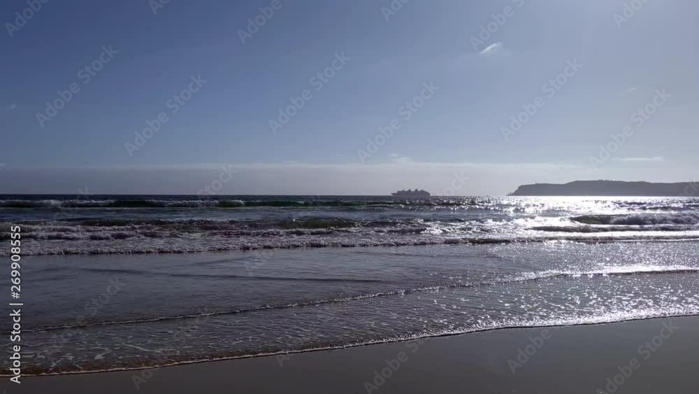 Nostalgic feeling by the shoreline of Laguna beach California, wide shot Nostalgic feeling by the shoreline of Laguna beach California, wide shot