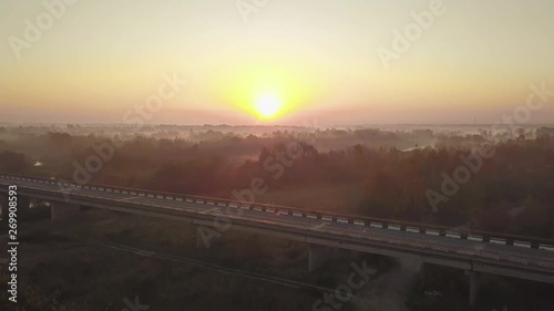 Dawn in the Chernobyl exclusion zone. View from the copter.