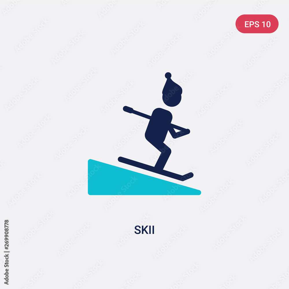 two color skii vector icon from outdoor activities concept. isolated blue skii vector sign symbol can be use for web, mobile and logo. eps 10
