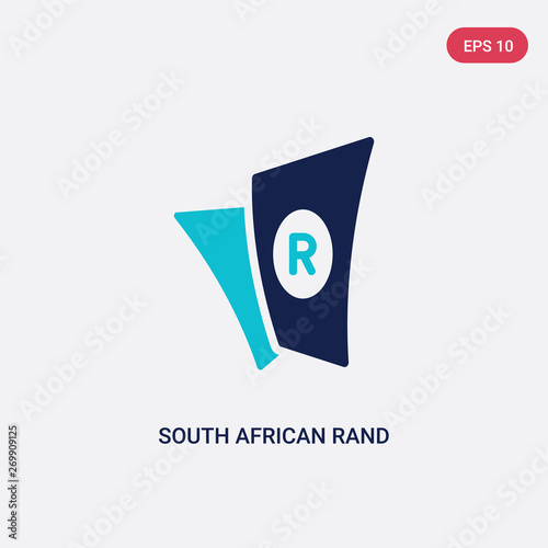 two color south african rand vector icon from africa concept. isolated blue south african rand vector sign symbol can be use for web, mobile and logo. eps 10