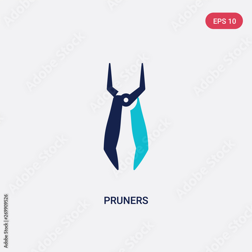 two color pruners vector icon from agriculture farming concept. isolated blue pruners vector sign symbol can be use for web, mobile and logo. eps 10