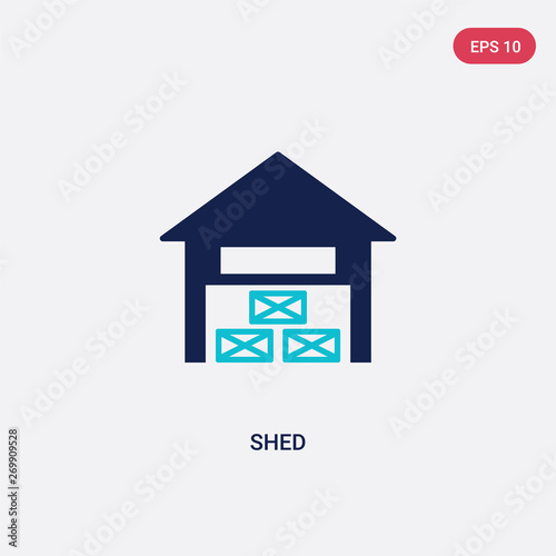 two color shed vector icon from agriculture farming concept. isolated blue shed vector sign symbol can be use for web, mobile and logo. eps 10