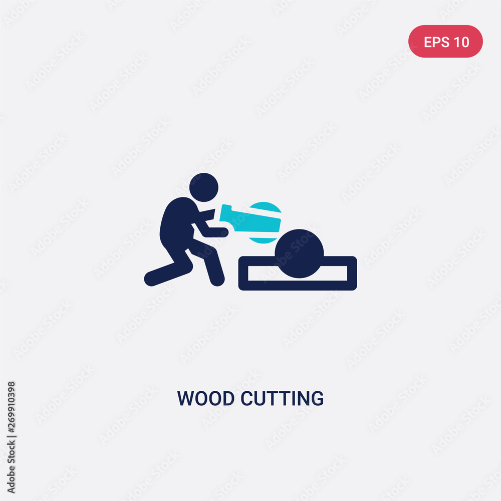 two color wood cutting vector icon from gardening concept. isolated blue wood cutting vector sign symbol can be use for web, mobile and logo. eps 10