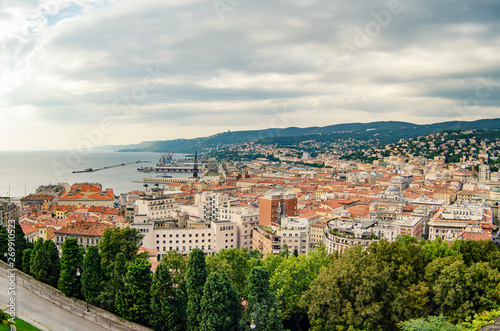 Beautiful panorama of Trieste town. Famous port and travel destination