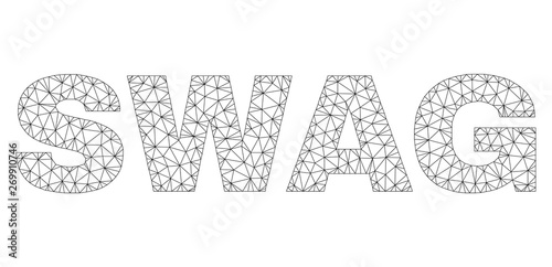 Mesh vector SWAG text label. Abstract lines and circle dots form SWAG black carcass symbols. Linear carcass flat triangular mesh in eps vector format.