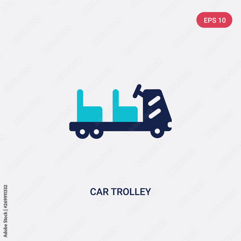 two color car trolley vector icon from airport terminal concept. isolated blue car trolley vector sign symbol can be use for web, mobile and logo. eps 10