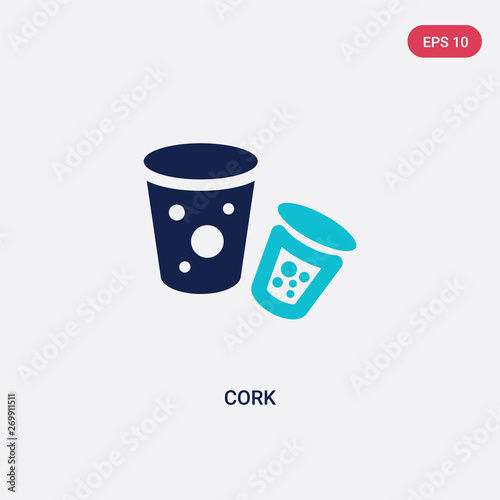 two color cork vector icon from alcohol concept. isolated blue cork vector sign symbol can be use for web, mobile and logo. eps 10
