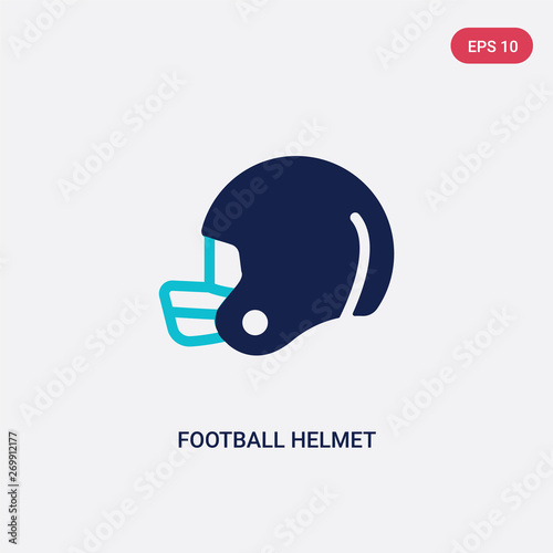 two color football helmet vector icon from american football concept. isolated blue football helmet vector sign symbol can be use for web, mobile and logo. eps 10