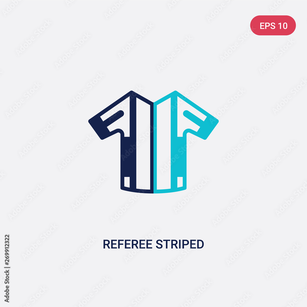 two color referee striped sportive t shirt vector icon from american football concept. isolated blue referee striped sportive t shirt vector sign symbol can be use for web, mobile and logo. eps 10
