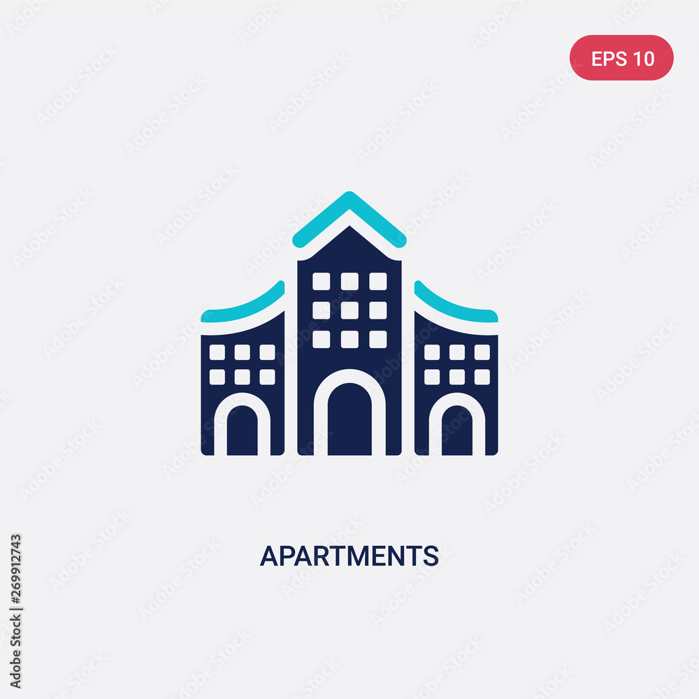 two color apartments vector icon from architecture and travel concept. isolated blue apartments vector sign symbol can be use for web, mobile and logo. eps 10