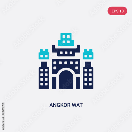two color angkor wat vector icon from architecture and travel concept. isolated blue angkor wat vector sign symbol can be use for web, mobile and logo. eps 10