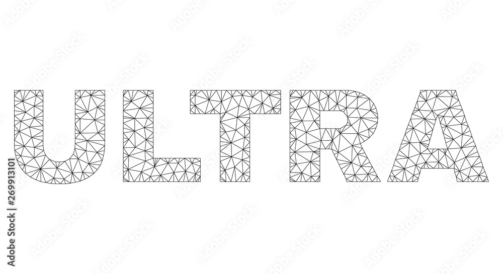 Mesh vector ULTRA text. Abstract lines and points form ULTRA black carcass symbols. Linear carcass flat polygonal mesh in vector EPS format. Mesh vector ULTRA text. Abstract lines and points form ULTRA black carcass symbols. Linear carcass flat polygonal mesh in vector EPS format.