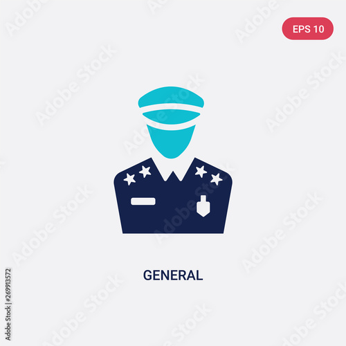 two color general vector icon from army and war concept. isolated blue general vector sign symbol can be use for web, mobile and logo. eps 10