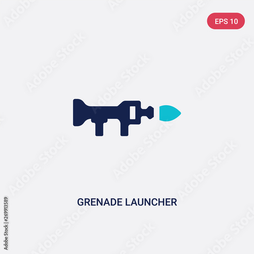 two color grenade launcher vector icon from army and war concept. isolated blue grenade launcher vector sign symbol can be use for web, mobile and logo. eps 10