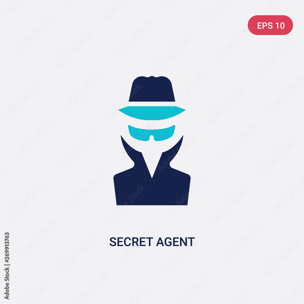 two color secret agent vector icon from army and war concept. isolated blue secret agent vector sign symbol can be use for web, mobile and logo. eps 10