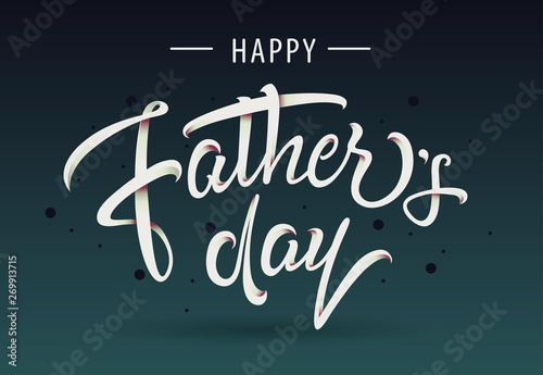 Happy Fathers Day typography icon. Hand sketched celebration quotation for poster, web design, banner, greeting card, postcard, flyer, event icon logo or badge. Vector illustration. photo