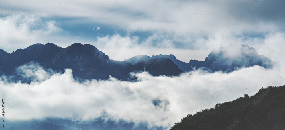 Cloudy mountains panorama.
