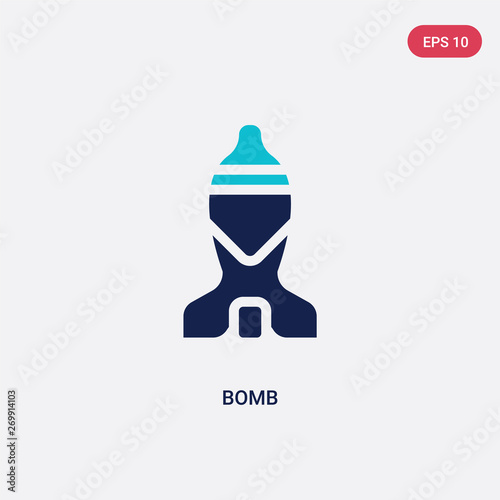 two color bomb vector icon from army concept. isolated blue bomb vector sign symbol can be use for web, mobile and logo. eps 10