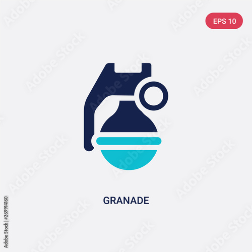 two color granade vector icon from army concept. isolated blue granade vector sign symbol can be use for web, mobile and logo. eps 10 photo