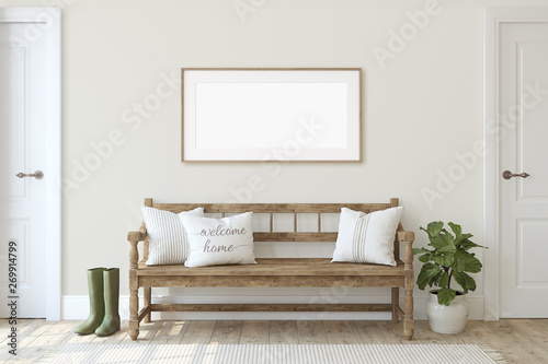 Interior and frame mockup.3d render.