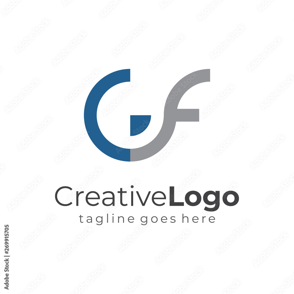 Circular Initial Letter G and F Business Logo Flat Vector Design