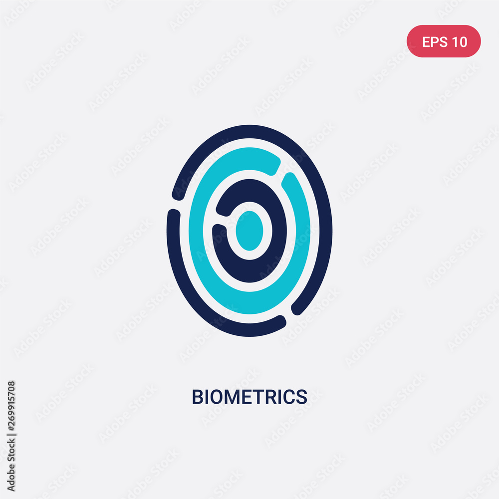 two color biometrics vector icon from artificial intellegence concept. isolated blue biometrics vector sign symbol can be use for web, mobile and logo. eps 10
