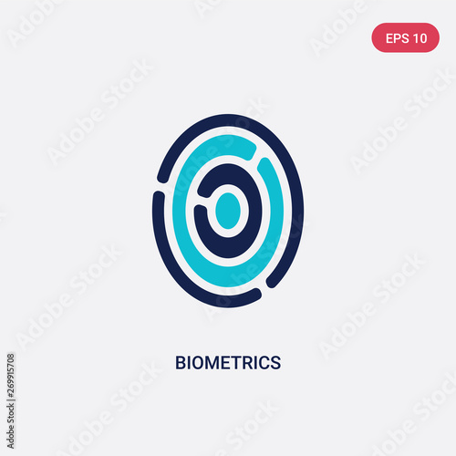 two color biometrics vector icon from artificial intellegence concept. isolated blue biometrics vector sign symbol can be use for web, mobile and logo. eps 10