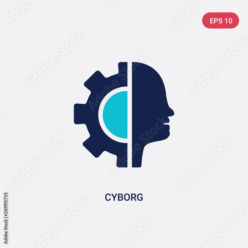 two color cyborg vector icon from artificial intellegence concept. isolated blue cyborg vector sign symbol can be use for web, mobile and logo. eps 10