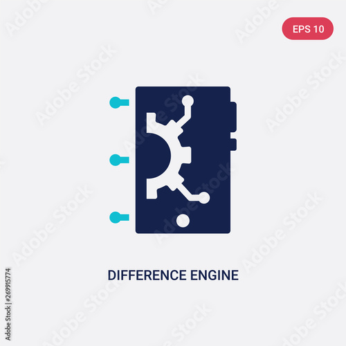 two color difference engine vector icon from artificial intellegence concept. isolated blue difference engine vector sign symbol can be use for web, mobile and logo. eps 10