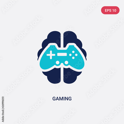 two color gaming vector icon from artificial intelligence concept. isolated blue gaming vector sign symbol can be use for web, mobile and logo. eps 10