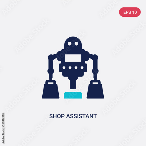 two color shop assistant vector icon from artificial intelligence concept. isolated blue shop assistant vector sign symbol can be use for web, mobile and logo. eps 10