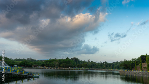 beautiful sky view on the lake in the afternoon