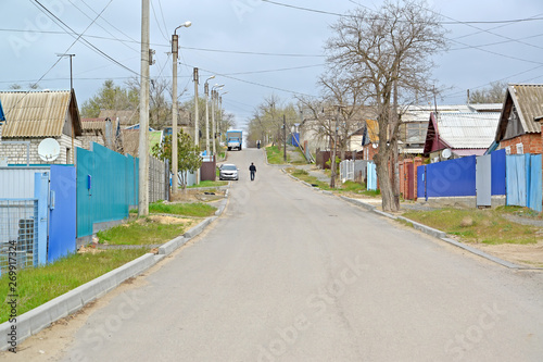 Ilishkin Street in the spring afternoon. Elista, Kalmykia