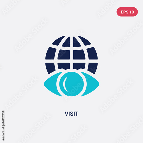 two color visit vector icon from big data concept. isolated blue visit vector sign symbol can be use for web, mobile and logo. eps 10
