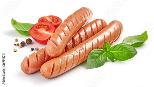 Принти на полотні grilled sausages on white background