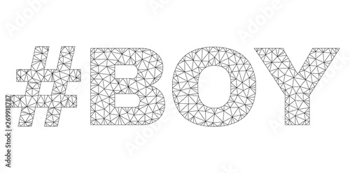 Mesh vector #BOY text. Abstract lines and points are organized into #BOY black carcass symbols. Linear carcass flat triangular mesh in vector format.