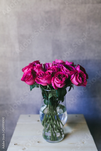 A bouquet of large pink roses close up
