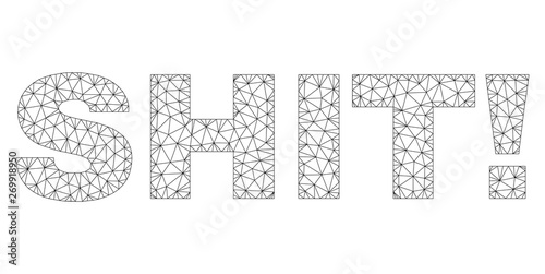 Mesh vector SHIT! text. Abstract lines and points form SHIT! black carcass symbols. Wire carcass 2D polygonal mesh in eps vector format.