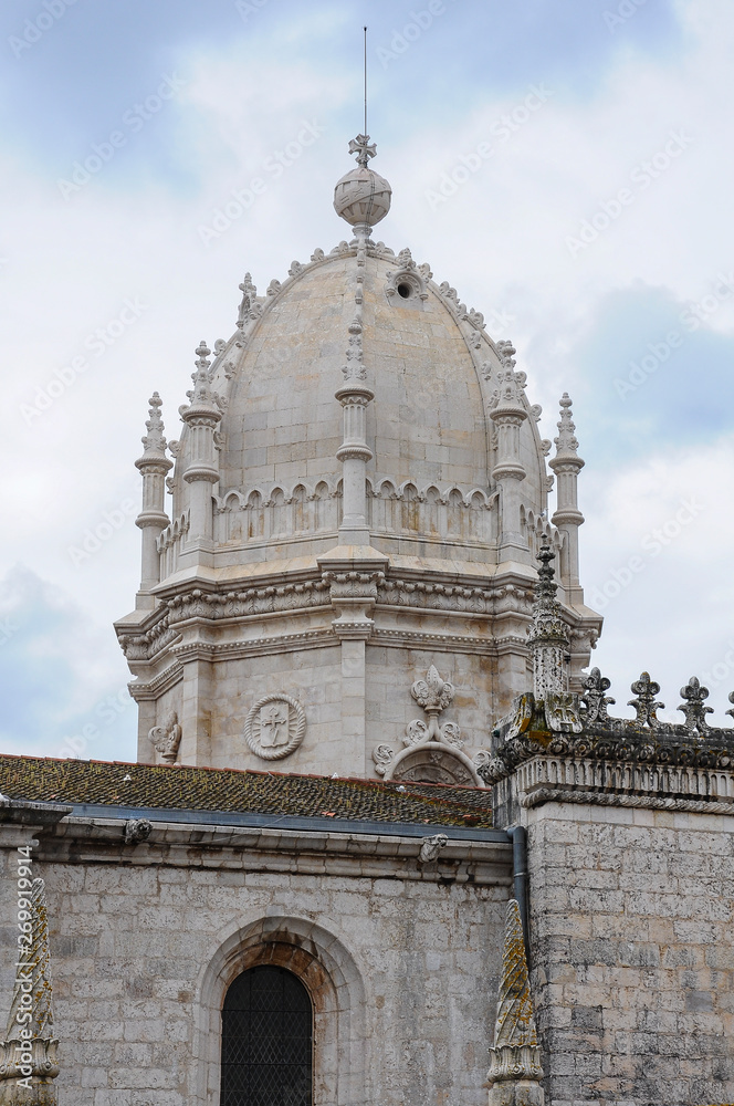 Dome of the Church of Santa Maria in the Jerónimos Monastery. Lisbon, Portugal